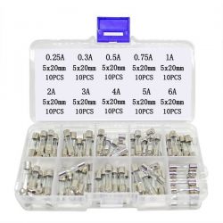 Zestaw 100szt bezpieczników WTA szklanych 5x20mm