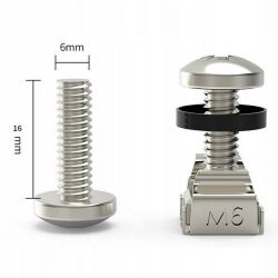 Śruba koszyczkowa M6x16 niklowana do szafy rack